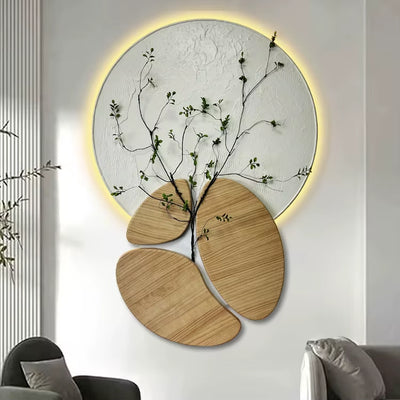 "3D Tree Branch Wall Art with LED Circle
