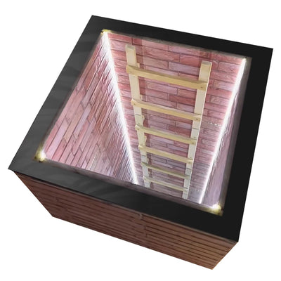  Infinity Mirror Cube Coffee Table – LED Tunnel Illusion Accent Table for Modern Homes