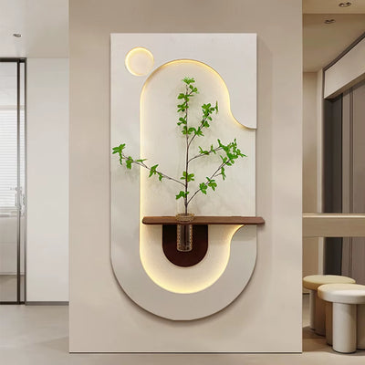 “Modern LED wall panel with curved design and ambient lighting”
