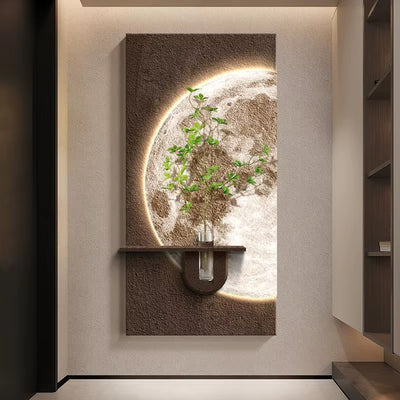 Modern LED botanical wall panel in minimalist interior"  
