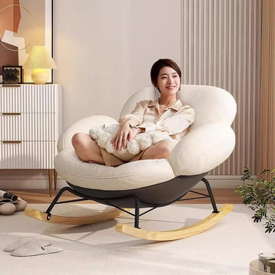 Nordic Rocking Lounge Chair – Reclining Comfort with Soft Cushion and Steel Frame
