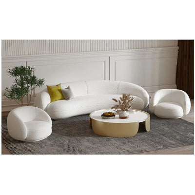  WISEMAX Curved Teddy Sheepskin Sofa Set – Luxury Modular and Single Seater for Modern Living Rooms
